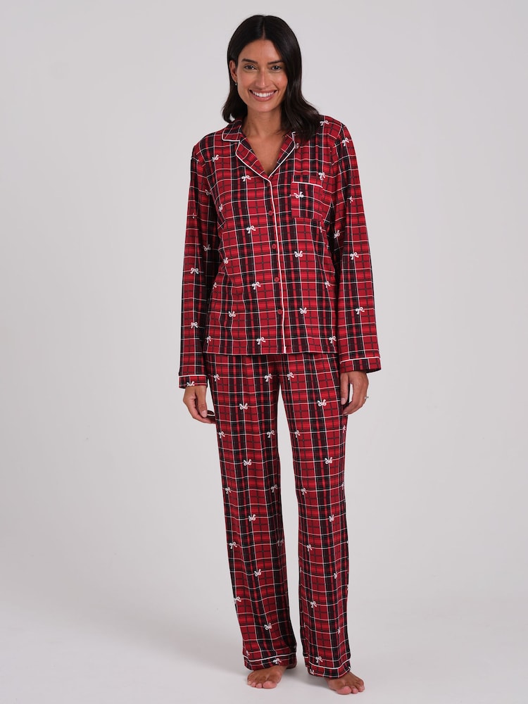 Loungeable Christmas Tartan Super Soft Long Sleeve Button Through Pyjamas Set - Image 1 de 5 Loungeable Christmas Tartan Super Soft Long Sleeve Button Through Pyjamas Set - Image 1 de 5