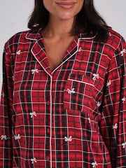 Loungeable Christmas Tartan Super Soft Long Sleeve Button Through Pyjamas Set - Image 5 de 5