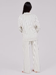 Loungeable White Pinstripe Velour Long Sleeve Button Through Pyjamas Set - Image 2 of 5