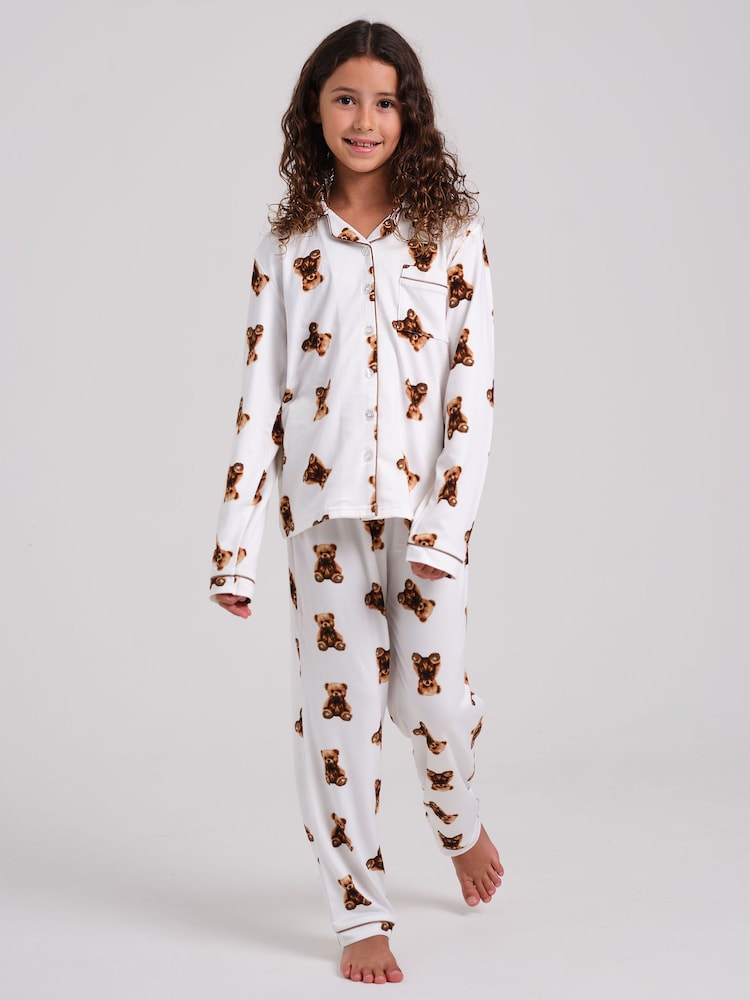 Ensemble pyjama Loungeable Teddy Bear Très doux à manches longues et boutonné - Image 1 de 4