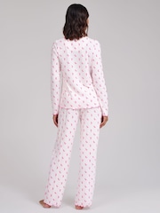 Loungeable Pink Crew Neck Super Soft Marl Brushed Rib Long Pyjamas Set - Image 2 of 6