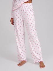 Loungeable Pink Crew Neck Super Soft Marl Brushed Rib Long Pyjamas Set - Image 6 of 6