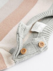 Tan/Blue Tiger Stripe Baby Knitted Jumper & Leggings 2 Piece Set (0mths-2yrs) - Image 10 of 12