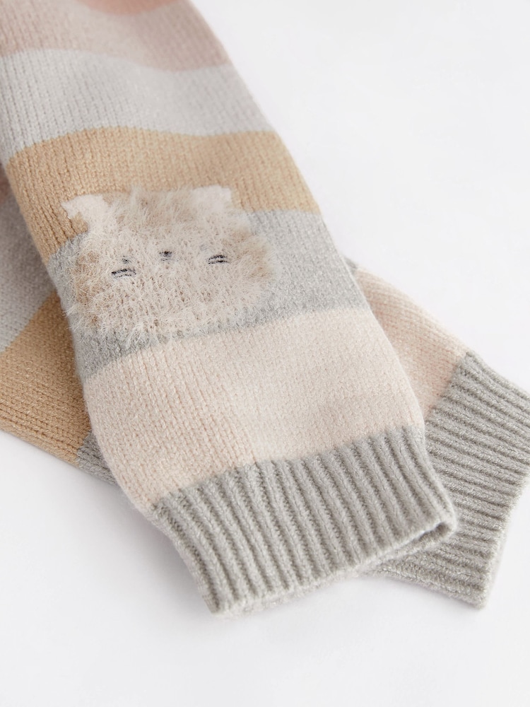 Tan/Blue Tiger Stripe Baby Knitted Jumper & Leggings 2 Piece Set (0mths-2yrs) - Image 11 of 12