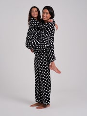 Loungeable Black Polka Dot Super Soft Long Sleeve Button Through Pyjamas Set - Image 2 of 5
