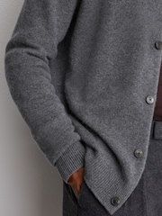 אפור מלאנז' - Reiss Saltash 100% Cashmere Button-Through Shirt - תמונה 4 מתוך 6