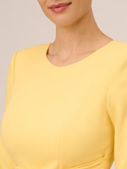 Adrianna Papell Yellow Knit Crepe Tie Waist Sheath Dress - Image 3 of 5