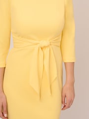 Adrianna Papell Yellow Knit Crepe Tie Waist Sheath Dress - Image 4 of 5