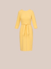 Adrianna Papell Yellow Knit Crepe Tie Waist Sheath Dress - Image 5 of 5
