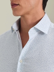 Charles Tyrwhitt White Non-iron Stretch Linear Floral Print Slim Fit Shirt - Image 2 of 6