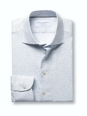 Charles Tyrwhitt White Non-iron Stretch Linear Floral Print Slim Fit Shirt - Image 4 of 6