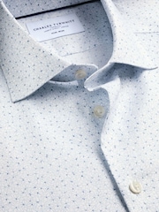 Charles Tyrwhitt White Non-iron Stretch Linear Floral Print Slim Fit Shirt - Image 5 of 6