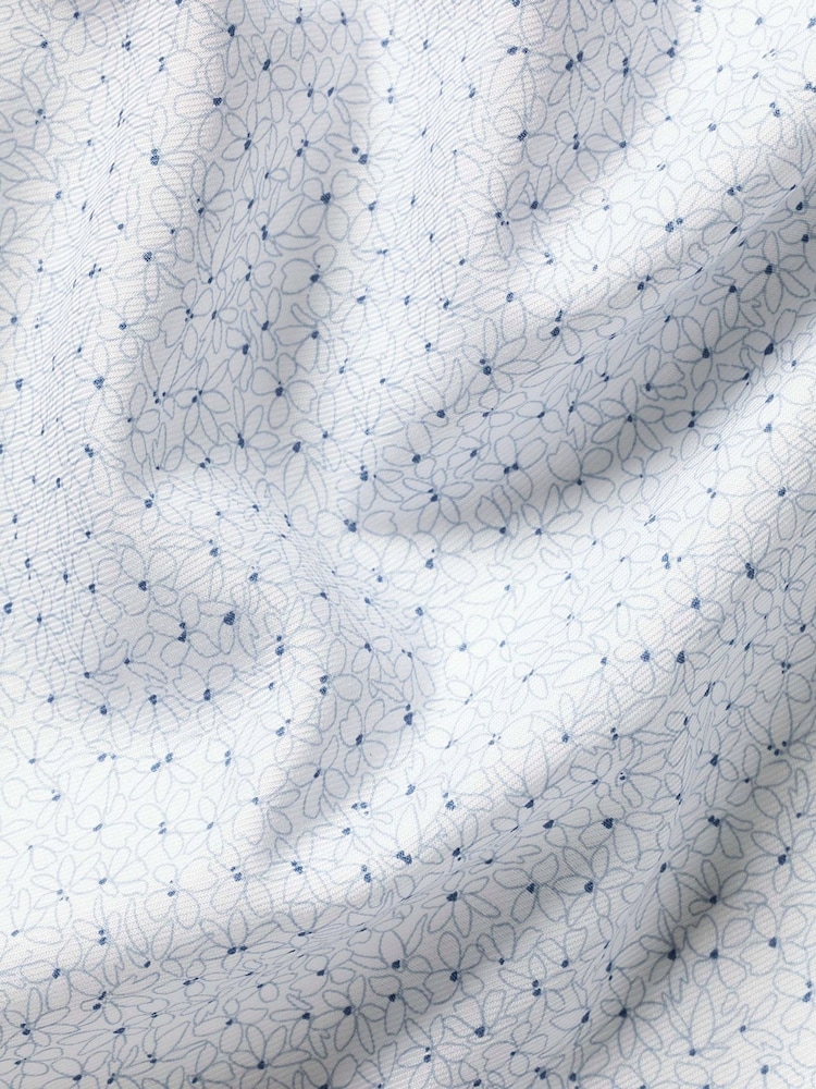 Charles Tyrwhitt White Non-iron Stretch Linear Floral Print Slim Fit Shirt - Image 6 of 6