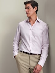 Charles Tyrwhitt Pink Non-iron Stretch Geometric Print Slim Fit Shirt - Image 1 of 6
