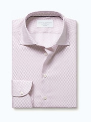 Charles Tyrwhitt Pink Non-iron Stretch Geometric Print Slim Fit Shirt - Image 4 of 6