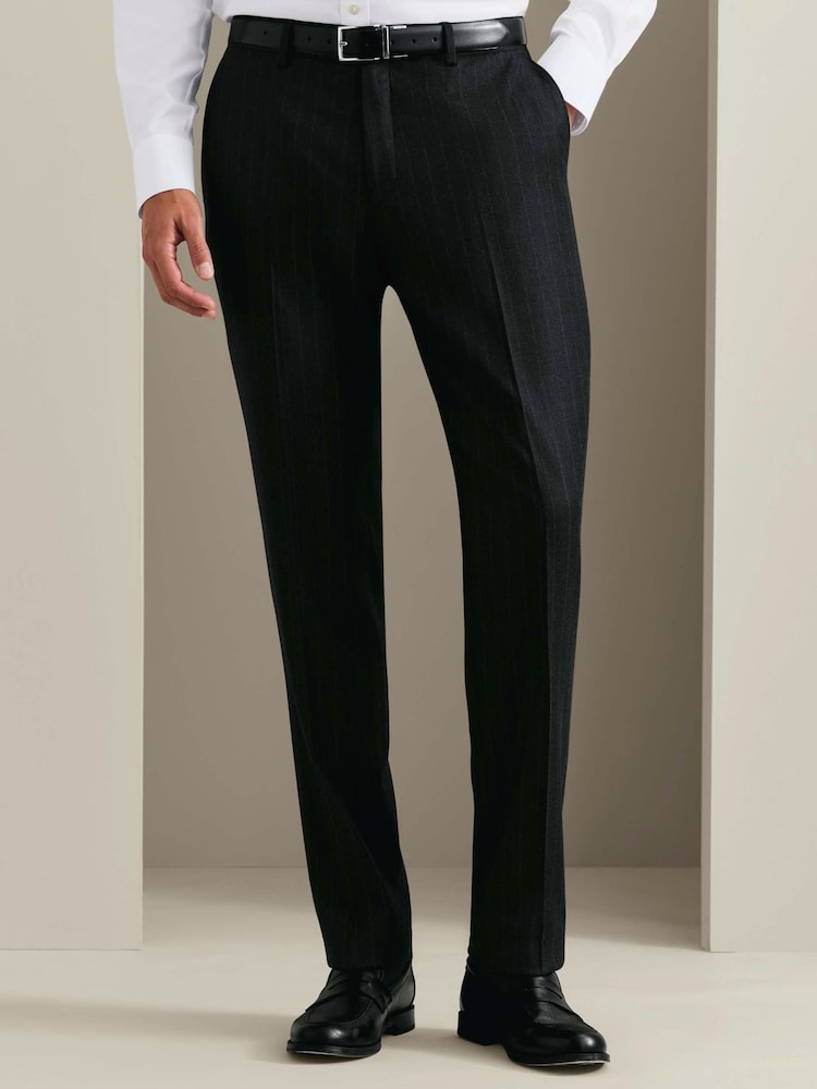 Grå - Charles Tyrwhitt Flannel Slim Fit Plain Suit Trousers - Bild 1 av 5