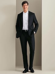 Grå - Charles Tyrwhitt Flannel Slim Fit Plain Suit Trousers - Bild 3 av 5