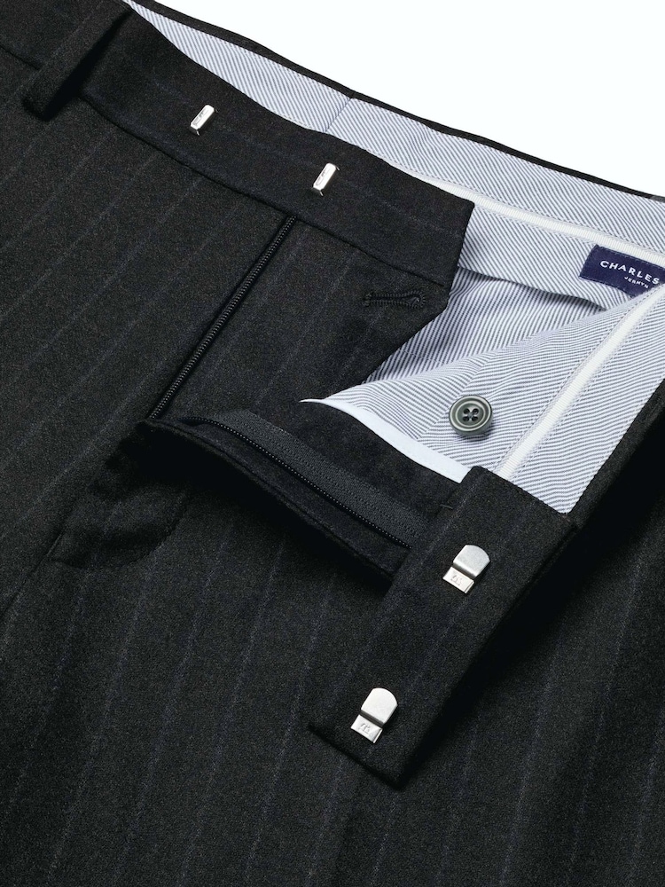 Grå - Charles Tyrwhitt Flannel Slim Fit Plain Suit Trousers - Bild 5 av 5