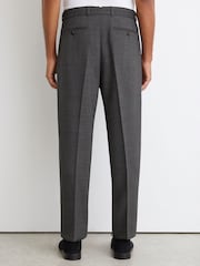Reiss Soft Grey Strap Tailored Fit Wool-Blend Belted Pleated Trousers - Image 5 of 7