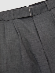 Reiss Soft Grey Strap Tailored Fit Wool-Blend Belted Pleated Trousers - Image 7 of 7