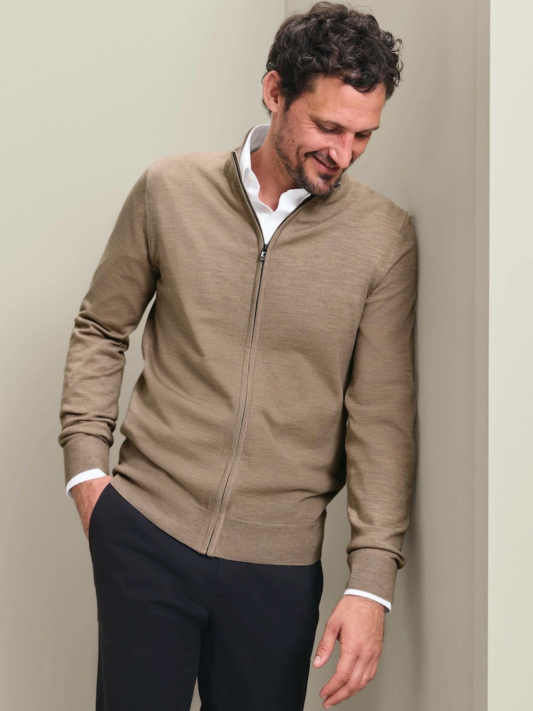 Nature - Charles Tyrwhitt Pure Merino Full ZIP Through Cardigan - Image 1 de 4