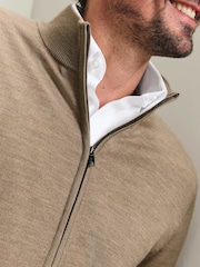Nature - Charles Tyrwhitt Pure Merino Full ZIP Through Cardigan - Image 2 de 4