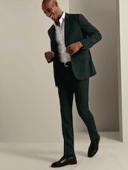 Зеленый - Charles Tyrwhitt слим фит деловые брюки с узором "в елочку" Performance - Изображение 1 7
