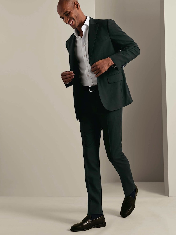 Зеленый - Charles Tyrwhitt слим фит деловые брюки с узором "в елочку" Performance - Изображение 1 7