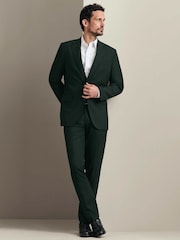 Зеленый - Charles Tyrwhitt слим фит деловые брюки с узором "в елочку" Performance - Изображение 4 7