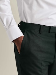 Зеленый - Charles Tyrwhitt слим фит деловые брюки с узором "в елочку" Performance - Изображение 6 7
