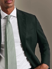 Charles Tyrwhitt Green Slim Fit Herringbone Performance Suit Jacket - Image 3 of 7