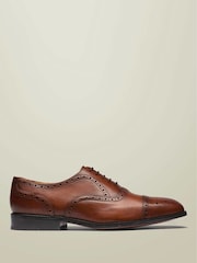 Charles Tyrwhitt Tan Brown Leather Oxford Brogues Shoes - Image 1 of 4