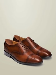Charles Tyrwhitt Tan Brown Leather Oxford Brogues Shoes - Image 2 of 4