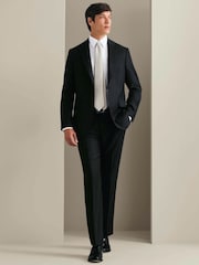 Charles Tyrwhitt Dark Grey Mocha Flannel Slim Fit Plain Suit Jacket - Image 2 of 9