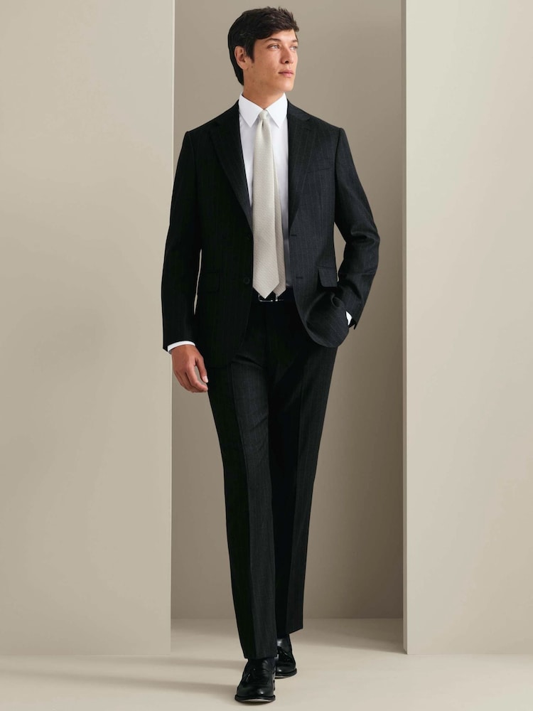 Charles Tyrwhitt Dark Grey Mocha Flannel Slim Fit Plain Suit Jacket - Image 2 of 9 Charles Tyrwhitt Dark Grey Mocha Flannel Slim Fit Plain Suit Jacket - Image 2 of 9