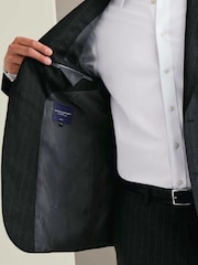 Charles Tyrwhitt Dark Grey Mocha Flannel Slim Fit Plain Suit Jacket - Image 3 of 9