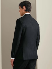 Charles Tyrwhitt Dark Grey Mocha Flannel Slim Fit Plain Suit Jacket - Image 4 of 9