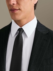 Charles Tyrwhitt Dark Grey Mocha Flannel Slim Fit Plain Suit Jacket - Image 5 of 9