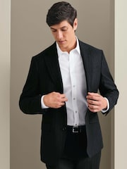 Charles Tyrwhitt Dark Grey Mocha Flannel Slim Fit Plain Suit Jacket - Image 7 of 9
