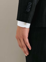 Charles Tyrwhitt Dark Grey Mocha Flannel Slim Fit Plain Suit Jacket - Image 9 of 9