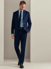 Charles Tyrwhitt Blue Slim Fit Herringbone Performance Suit Jacket - Image 2 of 6