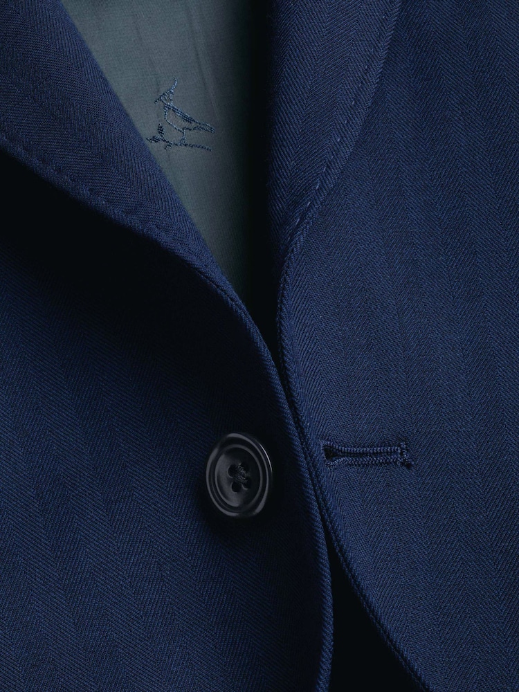 Charles Tyrwhitt Blue Slim Fit Herringbone Performance Suit Jacket - Image 6 of 6 Charles Tyrwhitt Blue Slim Fit Herringbone Performance Suit Jacket - Image 6 of 6
