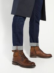 Braun/Chrom - Dune London Call Call Legere Stiefeletten mit Schnallenriemen - Bild 1 von 6