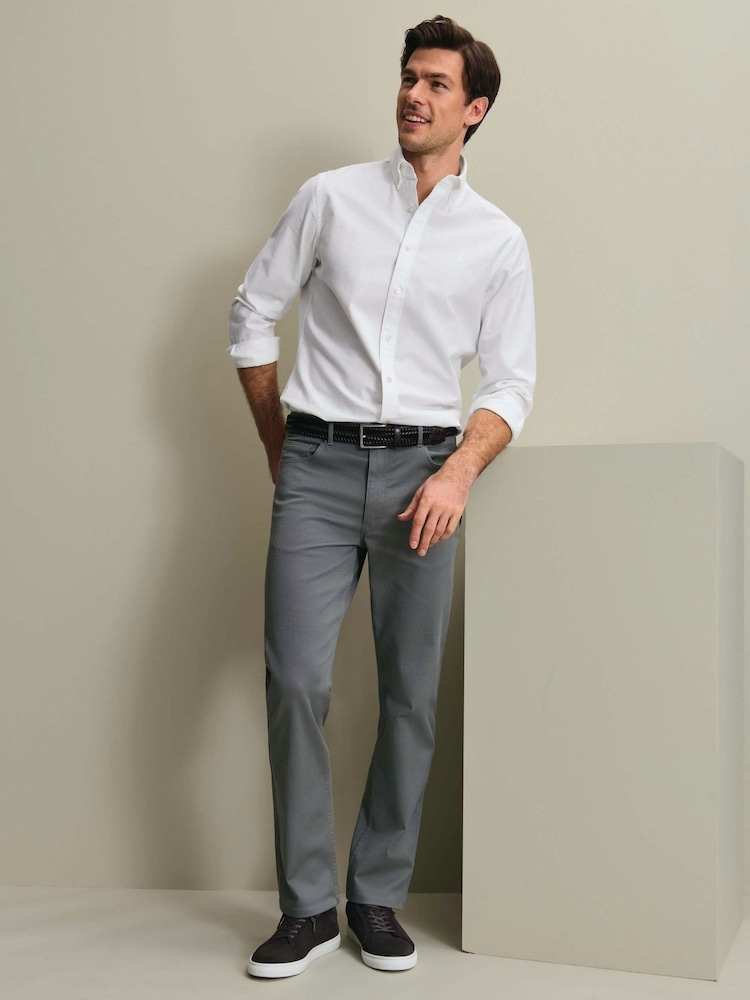 Charles Tyrwhitt Grey Twill Slim Fit 5 Pocket Jeans - Image 1 of 6