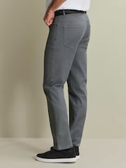 Charles Tyrwhitt Grey Twill Slim Fit 5 Pocket Jeans - Image 3 of 6