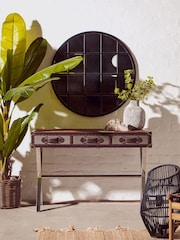 Interiors by Premier White Brown Genuine Cowhide Console Table - Image 1 of 6