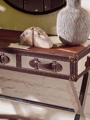 Interiors by Premier White Brown Genuine Cowhide Console Table - Image 3 of 6