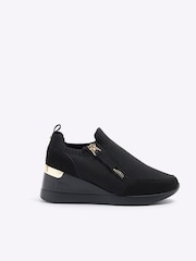 River Island Black Girls Drenched Wedge Trainers - Image 1 of 4
