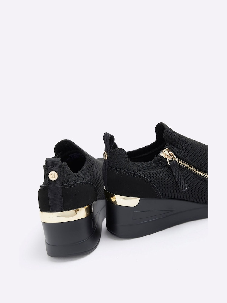 River Island Black Girls Drenched Wedge Trainers - Image 4 of 4 River Island Black Girls Drenched Wedge Trainers - Image 4 of 4