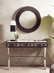 Interiors by Premier Black White Genuine Cowhide Console Table - Image 1 of 6